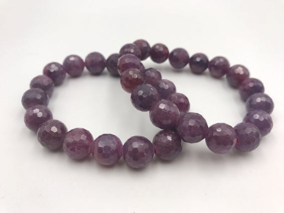 Genuine Faceted Red Ruby 11mm Round Cut Natural Gemstone Beads Finished Bracelet Supply - 1piece