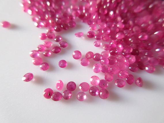 100 Pieces Wholesale Tiny 2mm Natural Ruby Faceted Round Shaped Loose Gemstones Sku-rcl18