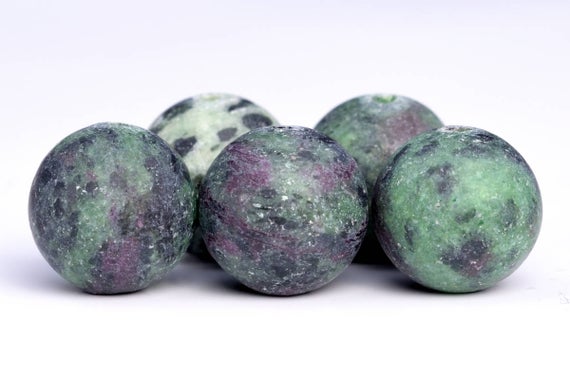 Genuine Natural Ruby Zoisite Gemstone Beads 8mm Matte Green & Black Round Aa Quality Loose Beads (103963)