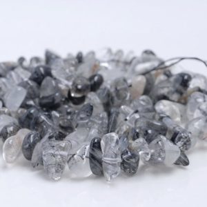 Shop Rutilated Quartz Chip & Nugget Beads! 7-8MM Black Rutilated Quartz Gemstone Pebble Nugget Chip Loose Beads 15.5 inch  (80001875-A14) | Natural genuine chip Rutilated Quartz beads for beading and jewelry making.  #jewelry #beads #beadedjewelry #diyjewelry #jewelrymaking #beadstore #beading #affiliate #ad