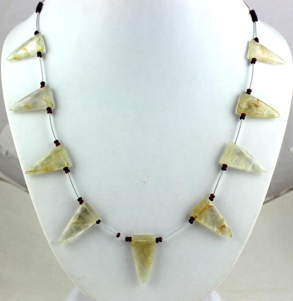 1 Strand Natural Golden Rutile Quartz Triangle Faceted Approx 14x26.5-14x27.5mm Beads 12" Long Rutilated Beads Golden Rutile,best Quality