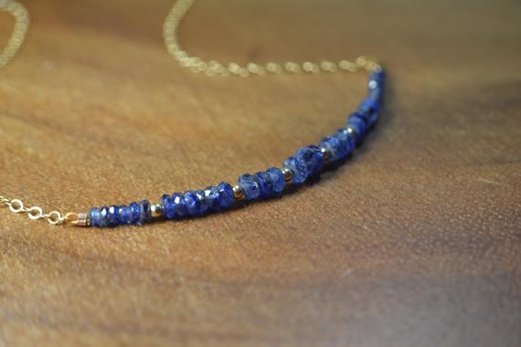 Natural Burmese Blue Sapphire Necklace In 14k Gold Fill // September Birthstone // 5th, 45th Anniversary // Dainty Blue  Sapphire Necklace