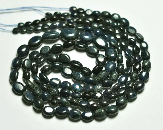 16" Strand Natural Sapphire Briolettes 5mm To 7mm Oval Beads Smooth Gemstone Beads Superb Blue Sapphire Stone Precious Beads No3814