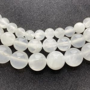 Shop Selenite Beads! Selenite Gemstone Beads, available in 6-10mm.  15” strands of round, transparent White Selenite beads. | Natural genuine round Selenite beads for beading and jewelry making.  #jewelry #beads #beadedjewelry #diyjewelry #jewelrymaking #beadstore #beading #affiliate #ad