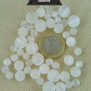 Shop Selenite Beads! SELENITE natural stone beads for bracelet, custom made round smooth real semi precious stone beads, 6 8 & 10mm | Natural genuine round Selenite beads for beading and jewelry making.  #jewelry #beads #beadedjewelry #diyjewelry #jewelrymaking #beadstore #beading #affiliate #ad