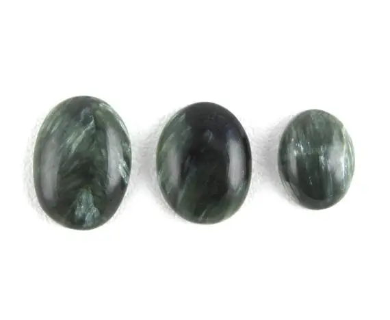 3 Pcs Seraphinite Cabochon Gemstone,natural Seraphinite,oval Seraphinite Loose Cabochon,smooth,11x14.5-14x19mm Approx,seraphinite Jewelry