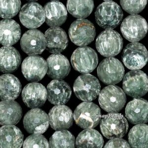 Shop Seraphinite Beads! 14mm Russian Seraphinite Clinochlore Gemstone AA Green Faceted Round Loose Beads 7.5 inch Half Strand (90181559-256) | Natural genuine faceted Seraphinite beads for beading and jewelry making.  #jewelry #beads #beadedjewelry #diyjewelry #jewelrymaking #beadstore #beading #affiliate #ad