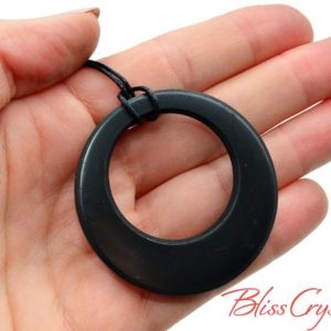 Shop Shungite Pendants! 1 Shungite Stone Circle Pendant w/ Cord for protection #ST68 | Natural genuine Shungite pendants. Buy crystal jewelry, handmade handcrafted artisan jewelry for women.  Unique handmade gift ideas. #jewelry #beadedpendants #beadedjewelry #gift #shopping #handmadejewelry #fashion #style #product #pendants #affiliate #ad