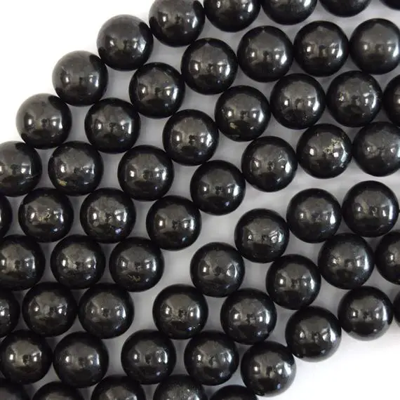 Natural Shungite High Carbon Round Beads 15.5" Strand 4mm 6mm 8mm 10mm 12mm