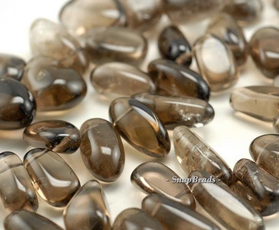 26x11-14x10mm Smoky Quartz Gemstone Pebble Nugget Loose Beads 7.5 Inch Half Strand (90189850-b7-514)