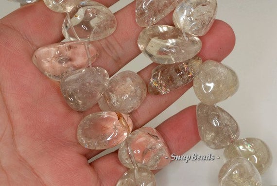 30x20-20x17mm Smoky Quartz Gemstone Pebble Nugget Loose Beads 7.5 Inch Half Strand (90191356-b12-521)