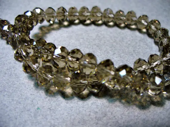 Crystal Beads Faceted Smoky Quartz  Rondelles 6x4mm