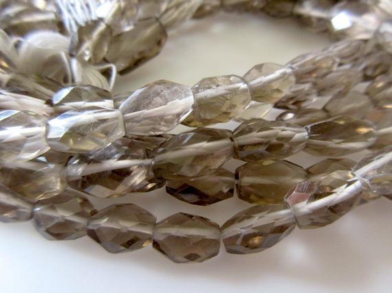 Natural Smoky Quartz Faceted Oval Tumbles Beads, 8mm Each Approx, 13 Inch Strand, Gds449