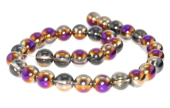 12mm Titanium Purple Smoky Quartz Gemstone Round Loose Beads 7 Inch Half Strand (90144364-b50)