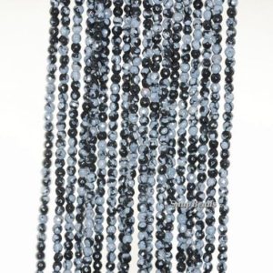 3mm Snowflake Obsidian Gemstone Grade A Faceted Round 3mm Loose Beads 15.5 inch Full Strand (90181617-107-3g) | Natural genuine faceted Snowflake Obsidian beads for beading and jewelry making.  #jewelry #beads #beadedjewelry #diyjewelry #jewelrymaking #beadstore #beading #affiliate #ad