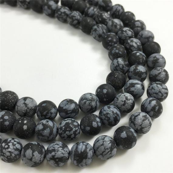 8mm Matte Snowflake Obsidian Beads, Round Gemstone Beads, Wholesale Beads