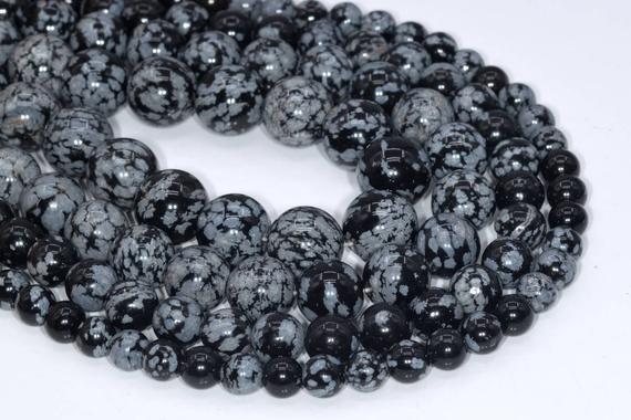 Genuine Natural Snowflake Obsidian Loose Beads Round Shape 6mm 8-9mm 10mm 12mm