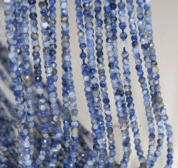 3mm Blueberry Sodalite Gemstone Blue Faceted Round 3mm Loose Beads 15.5 Inch Full Strand (90192002-344)