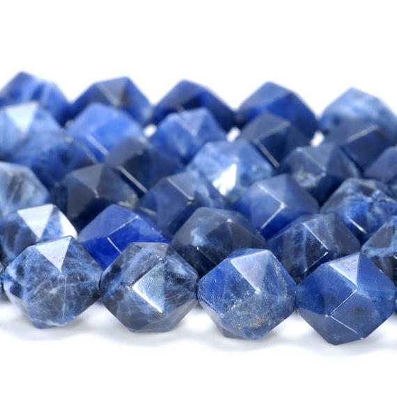 8mm Blue Sodalite Beads Star Cut Faceted Grade Aaa Genuine Natural Gemstone Loose Beads 15" Bulk Lot 1,3,5,10 And 50 (80005159-m17)