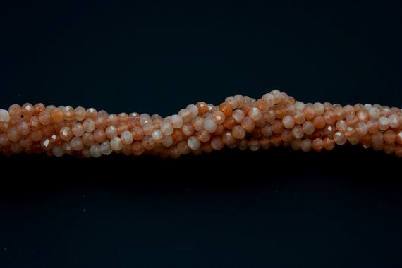 Natural Aaa Sunstone Sun Stone Round Faceted Ball Sphere Gemstone Loose Bead Beads 2mm