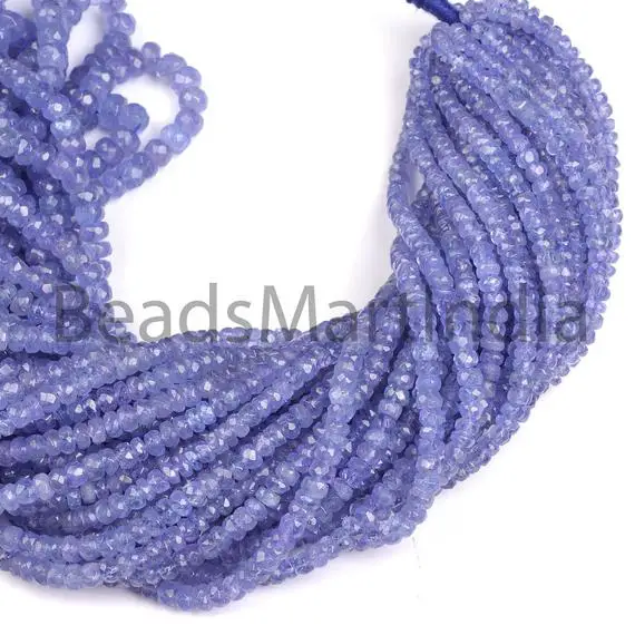 Tanzanite Faceted Rondelle (3-5mm) Shape Beads, Tanzanite Faceted Indian Cut Beads, Tanzanite Rondelle Beads, Tanzanite Faceted Beads