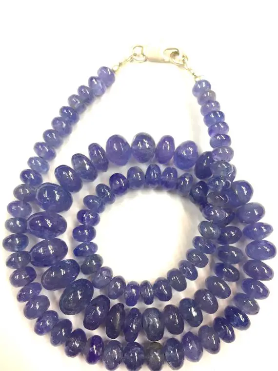 Natural Tanzanite Smooth Beads Smooth Tanzanite Rondelle Gemstone Beads Wholesale Tanzanite Necklace Jewelry Making Beads 18" Strand