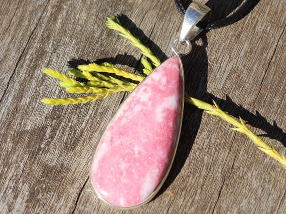 Thulite, 925 Silver, Healing Stone Necklace With Positive Healing Energy! Thulite, 925 Silver, Healing Stone Necklace With Positive Healing Energy!