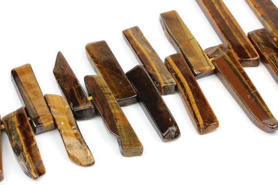 Long Tiger Eye Chips,irregular Beads,rectangle Beads,slice Beads,graduated Beads,semiprecious Beads,beads For Necklace - 16" Full Strand