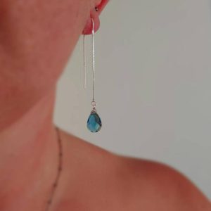 Shop Topaz Earrings! London blue topaz threader earrings. Gold threader earrings. Rose gold topaz, silver threader  London blue topaz earrings. | Natural genuine Topaz earrings. Buy crystal jewelry, handmade handcrafted artisan jewelry for women.  Unique handmade gift ideas. #jewelry #beadedearrings #beadedjewelry #gift #shopping #handmadejewelry #fashion #style #product #earrings #affiliate #ad