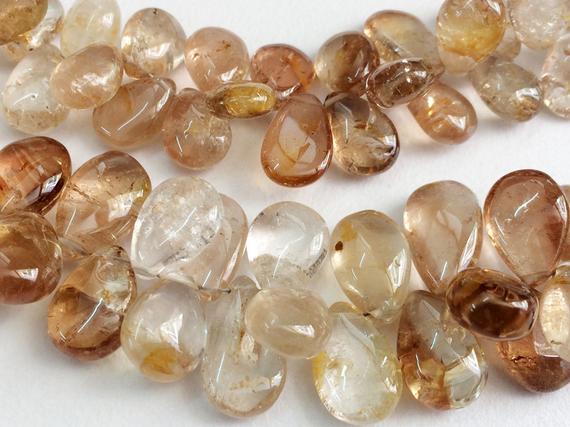 9x11mm - 9x17mm Approx., Imperial Topaz Plain Pear Beads, Golden Champagne Topaz, 10 Pieces Imperial Topaz Beads For Jewelry - Ks182