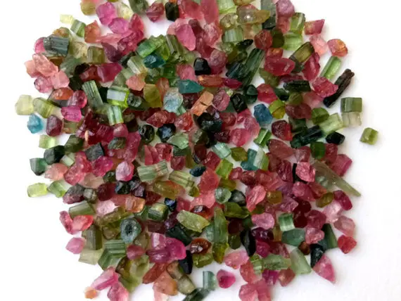 3-5mm Multi Tourmaline Raw Stones, Natural Loose Multi Tourmaline Rough Sticks, Tourmaline For Jewelry (5cts To 100cts Options) - Dvp46