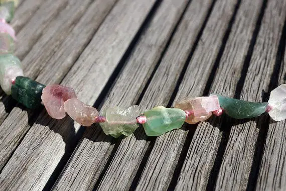 Tourmaline Natural Rough Beads 8-12mm (etb00688)   Healing Energy/unique Jewelry/vintage Jewelry/gemstone Necklace