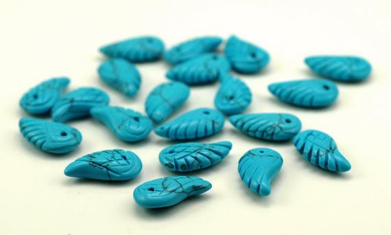 15x8mm  Turquoise Gemstone Carved Angel Wing Beads Bulk Lot 2,6,12,24,48 (90187164-001)