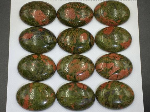 2pcs 22x30mm Unakite Jasper Cabochon Large Oval Cabochon Green&pink Unakite Gemstone Cabochon Unakite Cabochon Designer Cabochon Cabs Gc