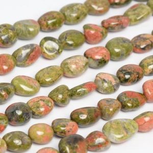 Shop Unakite Beads! Genuine Natural Lotus Pond Unakite Loose Beads Grade AAA Pebble Nugget Shape 8-10mm | Natural genuine beads Unakite beads for beading and jewelry making.  #jewelry #beads #beadedjewelry #diyjewelry #jewelrymaking #beadstore #beading #affiliate #ad