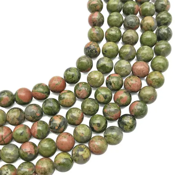 10mm Unakite Beads, Round Gemstone Beads, Wholasela Beads