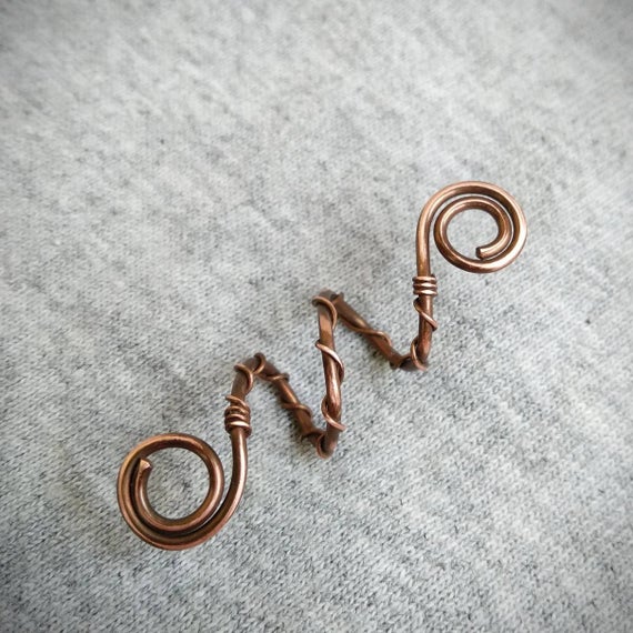 Handmade Copper Viking Dreadlock Bead: Wire Wrap Hair Jewelry