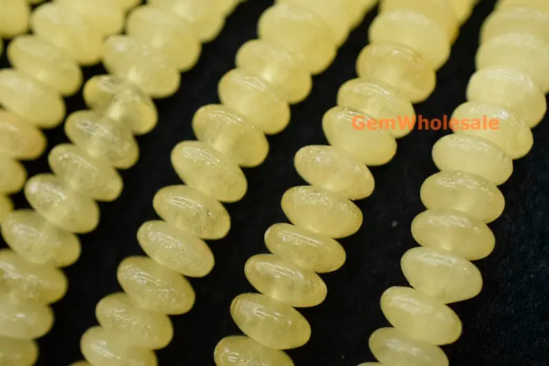 15.5" 8x4mm Natural Yellow Jade Rondelle Beads, Natural Yellow Jade Disc Beads, Yellow Jade Roundel Beads 8x4mm Yglf