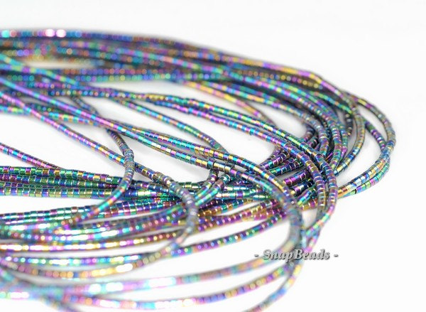 1mm Titanium Rainbow Hematite Gemstone Heishi Rondelle Slice Loose Beads 16 Inch Full Strand (90185727-839)