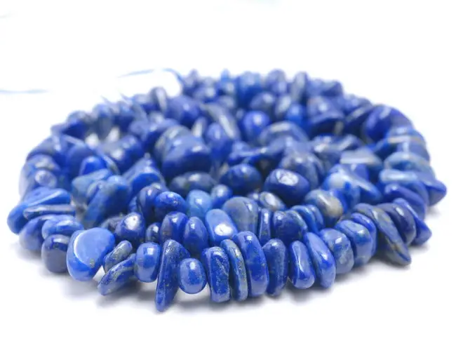 7-8mm  Genuine Lapis Lazuli Gemstone Pebble Chip Loose Beads 15.5 Inch  (80002077-a10)