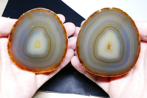 Pair Of Natural Agate Geode Halves - Complete Geode - Whole Solid Crystal Geodes