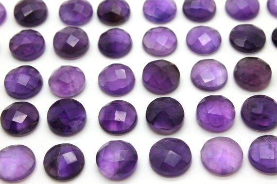 Round Aa Amethyst Cabochons,faceted Cabochons,gemstone Cabochons,checkercut Stones,rose Cut Gemstones,semiprecious - 1 Stone