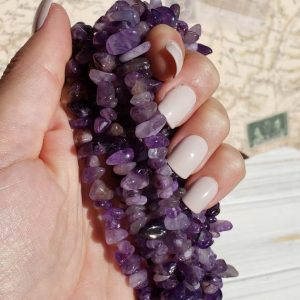 Shop Gemstone Chip & Nugget Beads! Natural Amethyst Chip Bead Strand, Crystal Nugget Beads, about 5 – 9 mm long, Hole: 1 mm | Natural genuine chip Gemstone beads for beading and jewelry making.  #jewelry #beads #beadedjewelry #diyjewelry #jewelrymaking #beadstore #beading #affiliate #ad