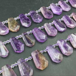 Shop Ametrine Bead Shapes! Faceted Ametrine Slice Beads Amethyst Quartz Crystal Slab Beads Graduated Top Drilled Focal Pendant Beads 15-20*23-30mm 15.5" full strand | Natural genuine other-shape Ametrine beads for beading and jewelry making.  #jewelry #beads #beadedjewelry #diyjewelry #jewelrymaking #beadstore #beading #affiliate #ad