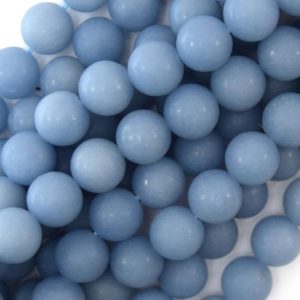 10mm matte blue angelite round beads 16" strand frost 40177 | Natural genuine beads Array beads for beading and jewelry making.  #jewelry #beads #beadedjewelry #diyjewelry #jewelrymaking #beadstore #beading #affiliate #ad