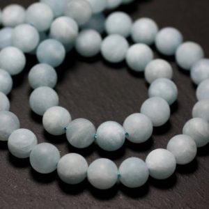 Shop Aquamarine Bead Shapes! 10pc – Perles de Pierre – Aigue Marine Boules 6mm Mat Sablé Givré – 8741140022096 | Natural genuine other-shape Aquamarine beads for beading and jewelry making.  #jewelry #beads #beadedjewelry #diyjewelry #jewelrymaking #beadstore #beading #affiliate #ad
