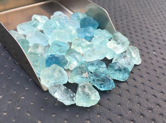 10 Pieces Untreated Raw 12-14 Mm Gemstone, Natural Aquamarine Loose Gemstone Rough, Raw Stones Natural Aquamarine Rough,march Birthstone Raw