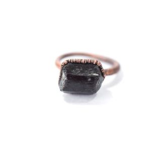 SALE Black tourmaline ring | Black tourmaline  ring | Raw tourmaline ring | Raw mineral schorl crystal ring | Black tourmaline stone ring | Natural genuine Gemstone rings, simple unique handcrafted gemstone rings. #rings #jewelry #shopping #gift #handmade #fashion #style #affiliate #ad