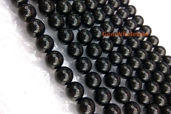 15.5" 4mm/6mm Black Tourmaline Round Beads, Black Semi-precious Stone, Gemstone Beads Supply, Full Strand
