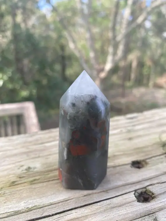 Bloodstone Point - Reiki Charged - Powerful Energy - Chunky Gemstone Tower - Enhance Intuition - Ground Negative Energy 1